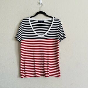 Tommy Hilfiger Women's Striped Top Blue,White,and Red large fourth of July